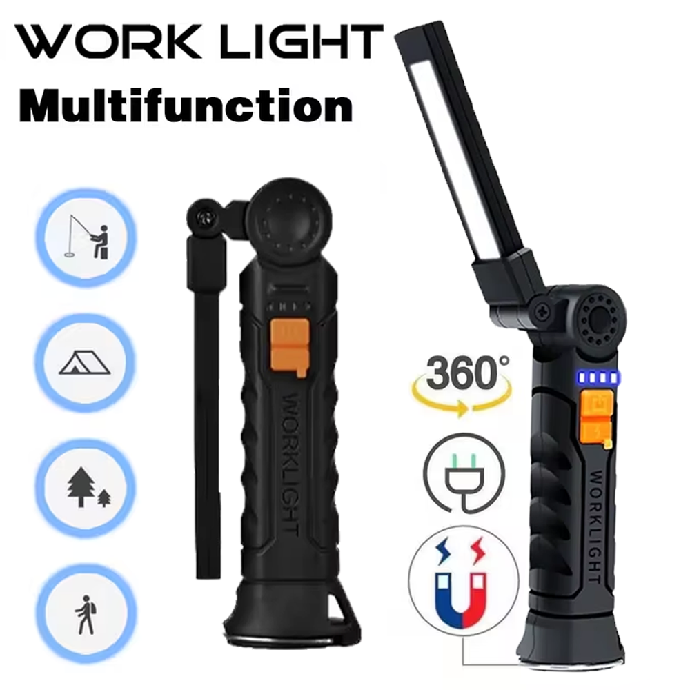 Outdoor Lighting Usa - Portable COB LED Flashlight USB Rechargeable