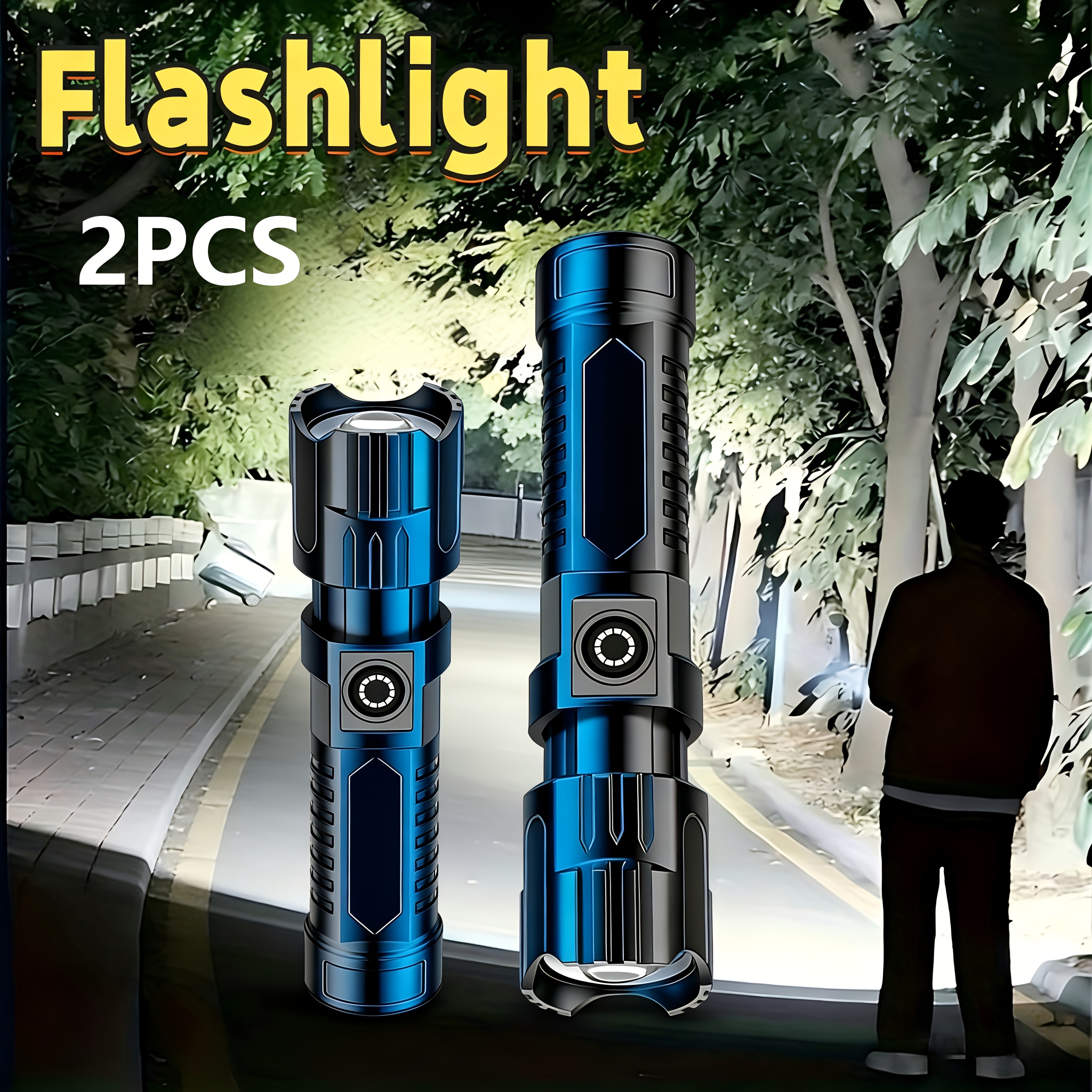 Outdoor Lighting Usa - Tactical LED Flashlight 2000LM,USB Rechargeable Zoom