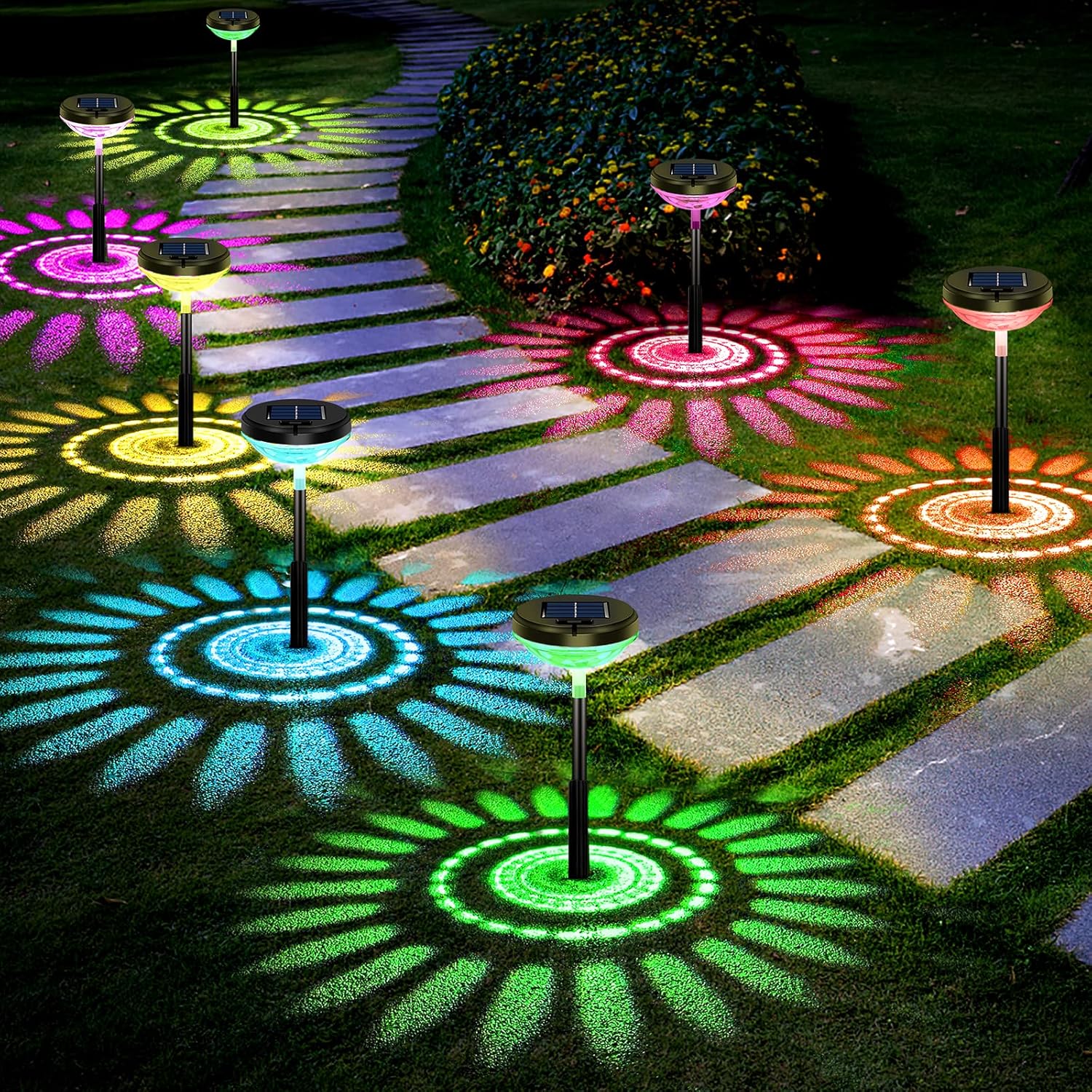 Outdoor Lighting Yard Decoration - 6 Pack Solar Pathway Lights with