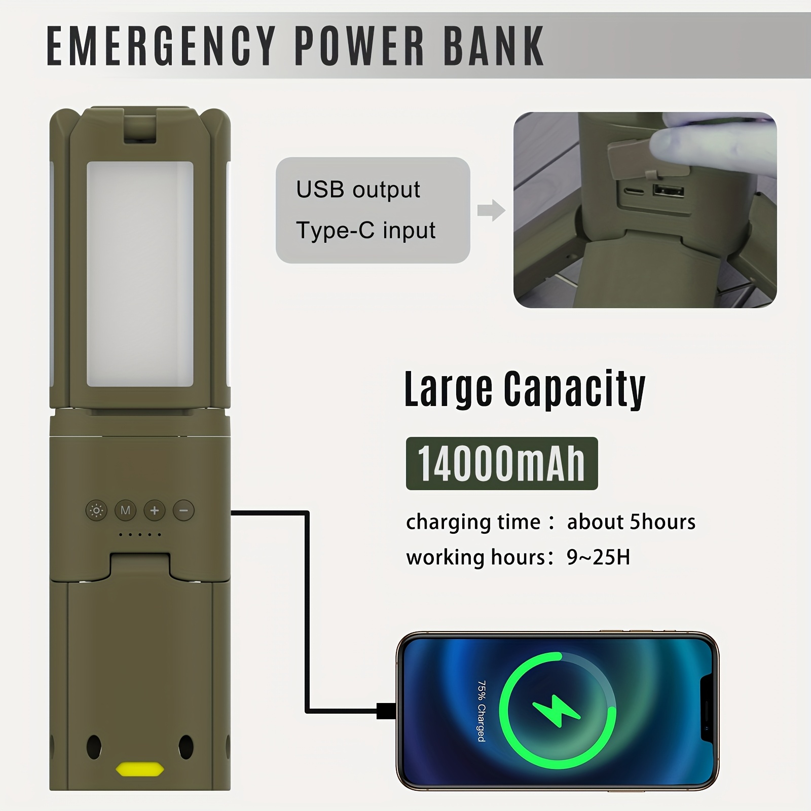 Camping Lantern, 14000mAh Rech - Outdoor Lighting Up And Down avis et prix