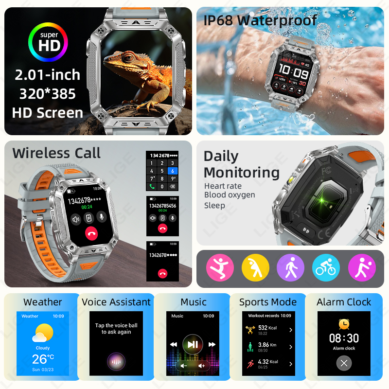 LIGE New Military Smart Watch  - Outdoor Lighting Ip Rating avis et prix