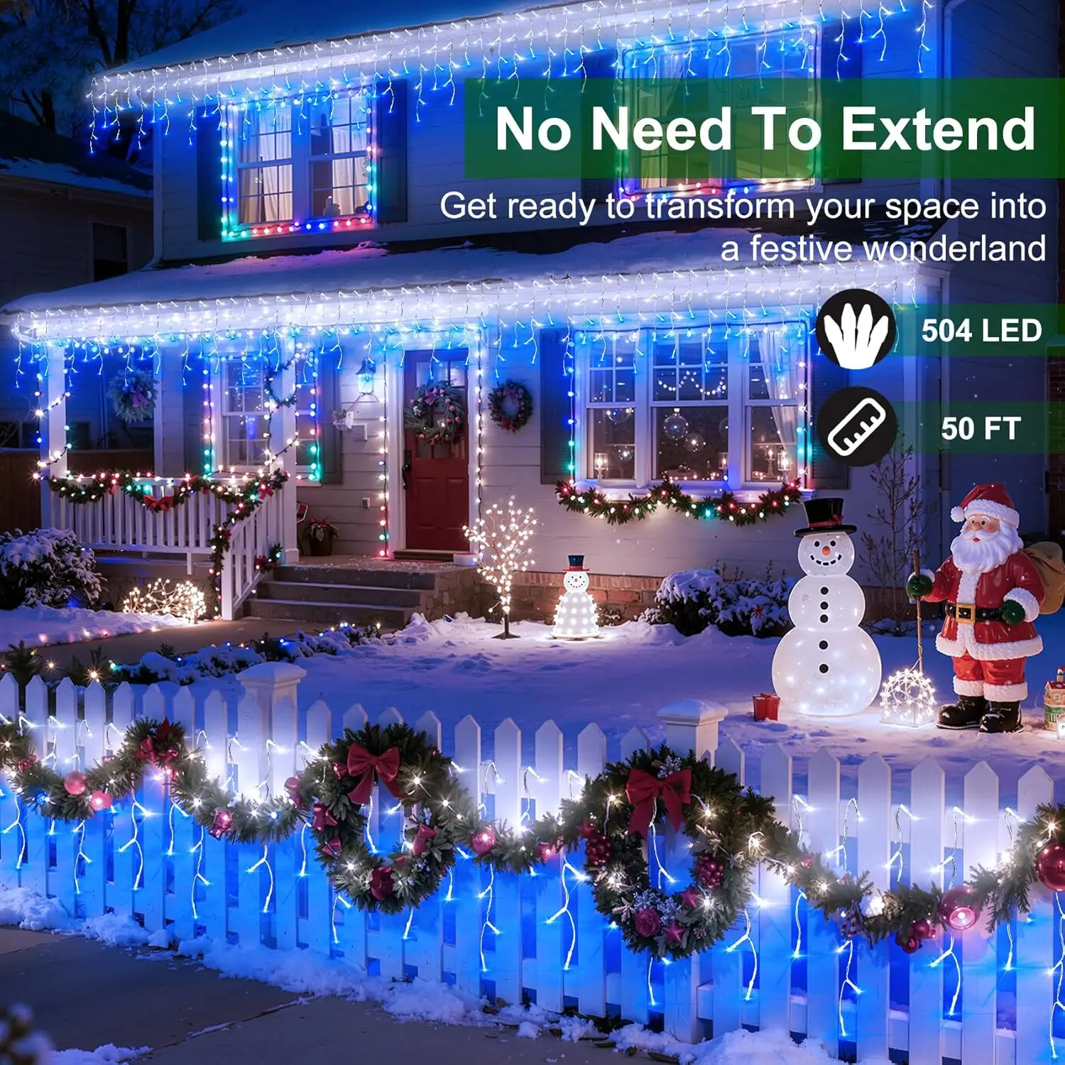 50ft 504 LED Icicle Lights, 12 - Outdoor Lighting Timer avis et prix