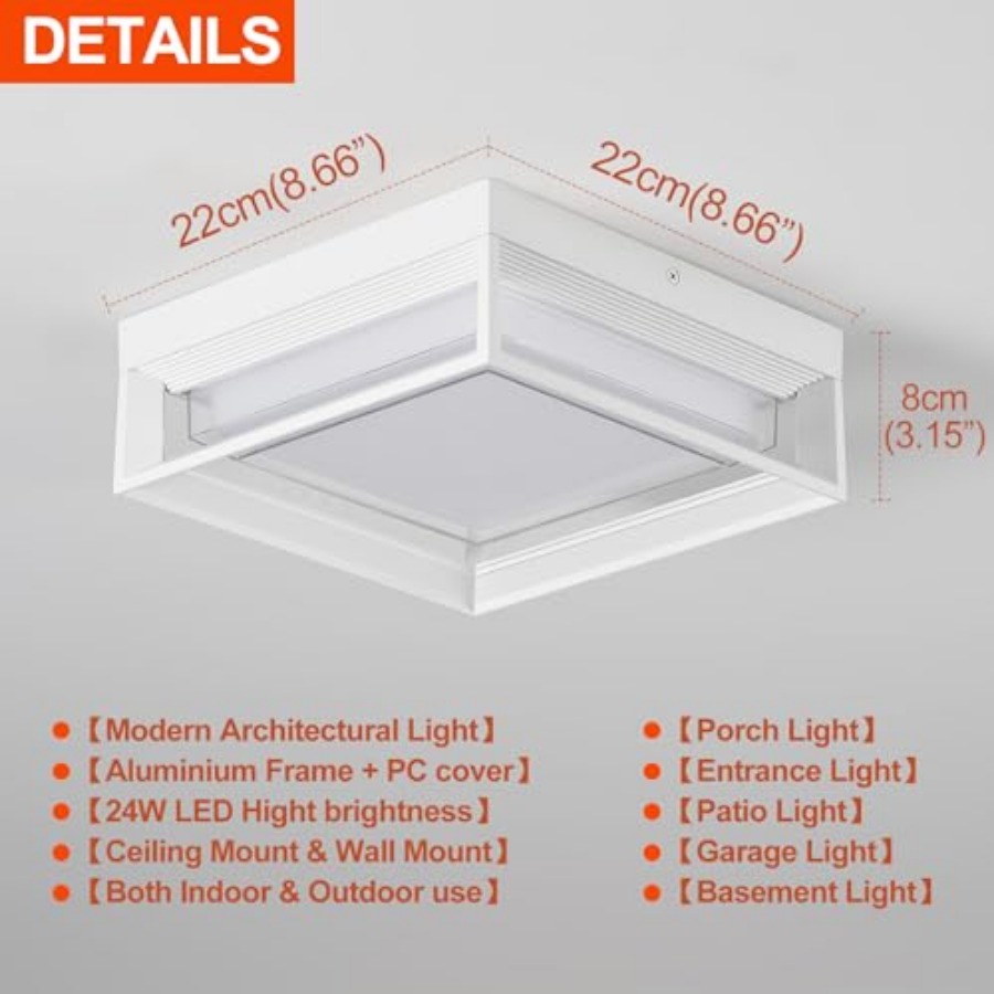 White Square Flush Mount Outdo - Outdoor Lighting Led avis et prix