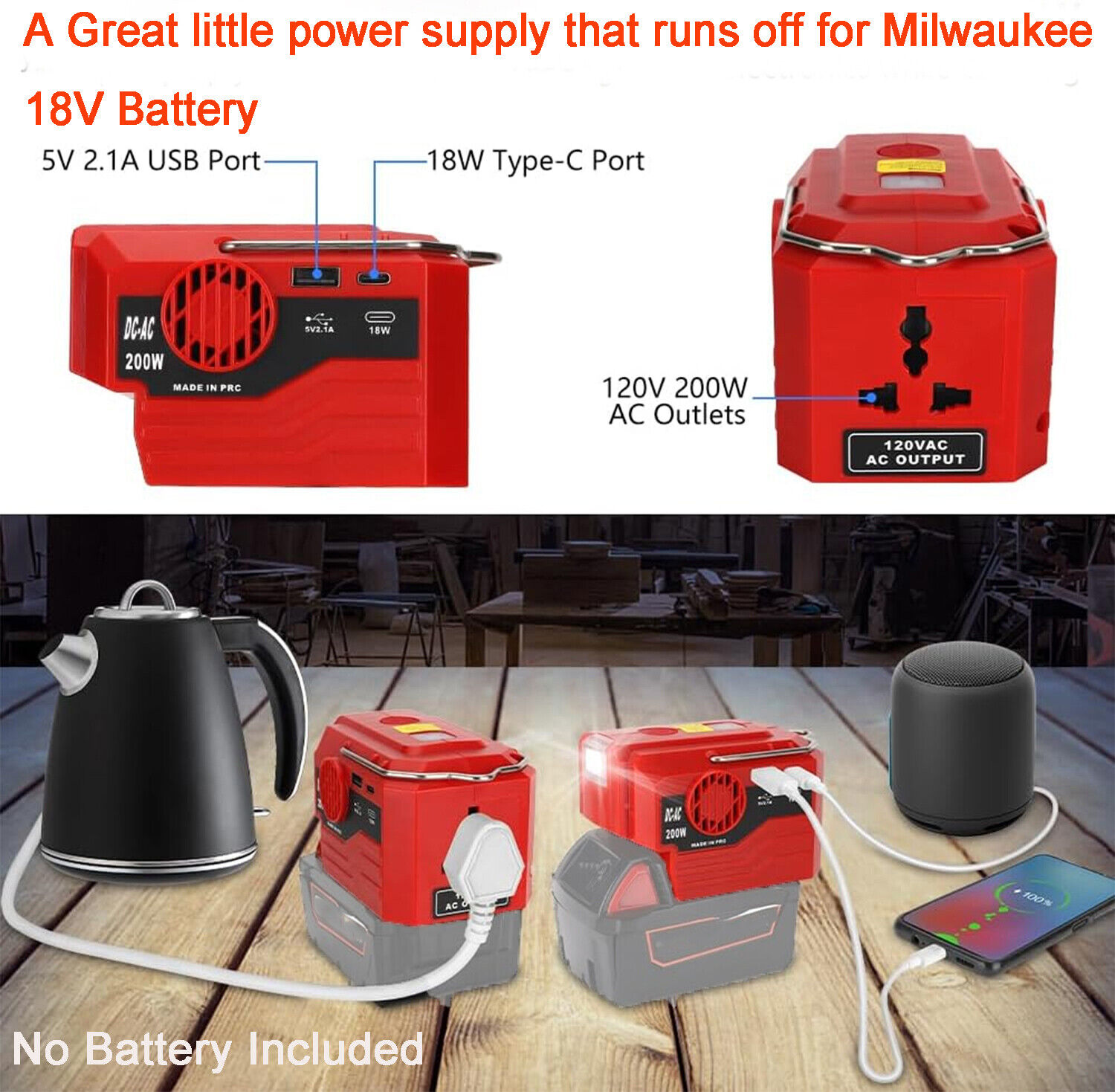 200W Portable Power Inverter 1 - Outdoor Lighting Battery Operated avis et prix