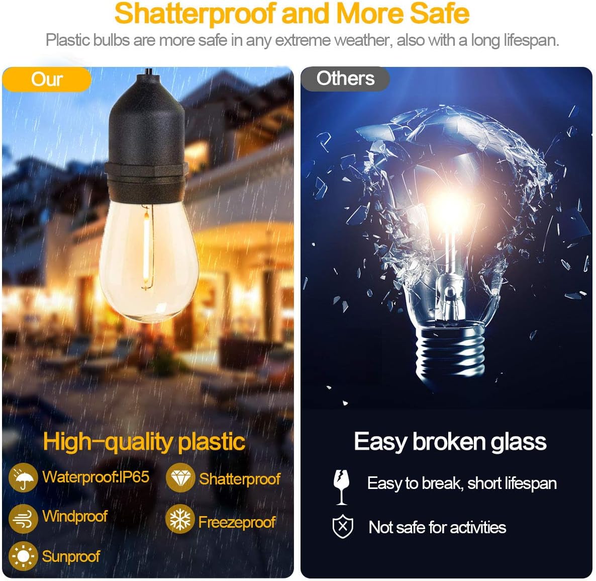 100FT Outdoor String Lights, 3 - Outdoor Lighting Socket avis et prix
