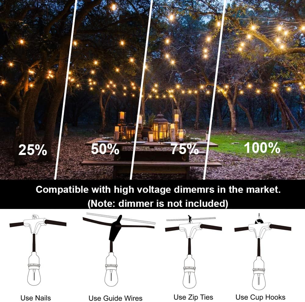 100FT Outdoor String Lights, 3 - Outdoor Lighting Socket avis et prix