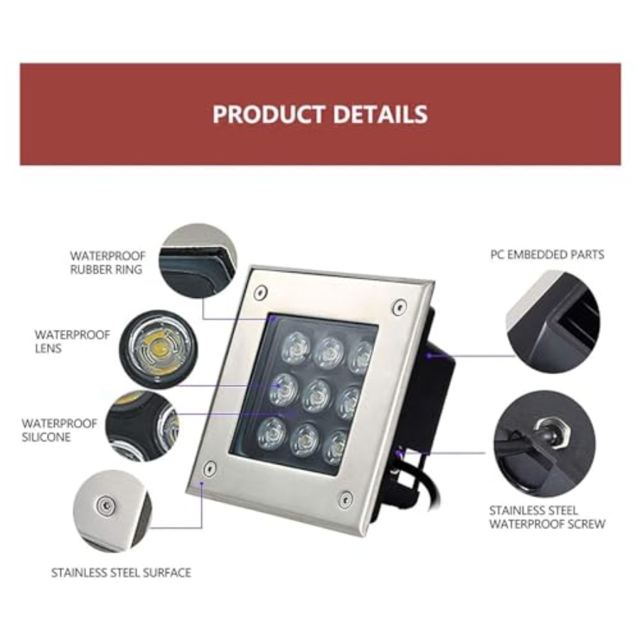 Led Buried Lights - Square Out - Outdoor Lighting Recessed avis et prix