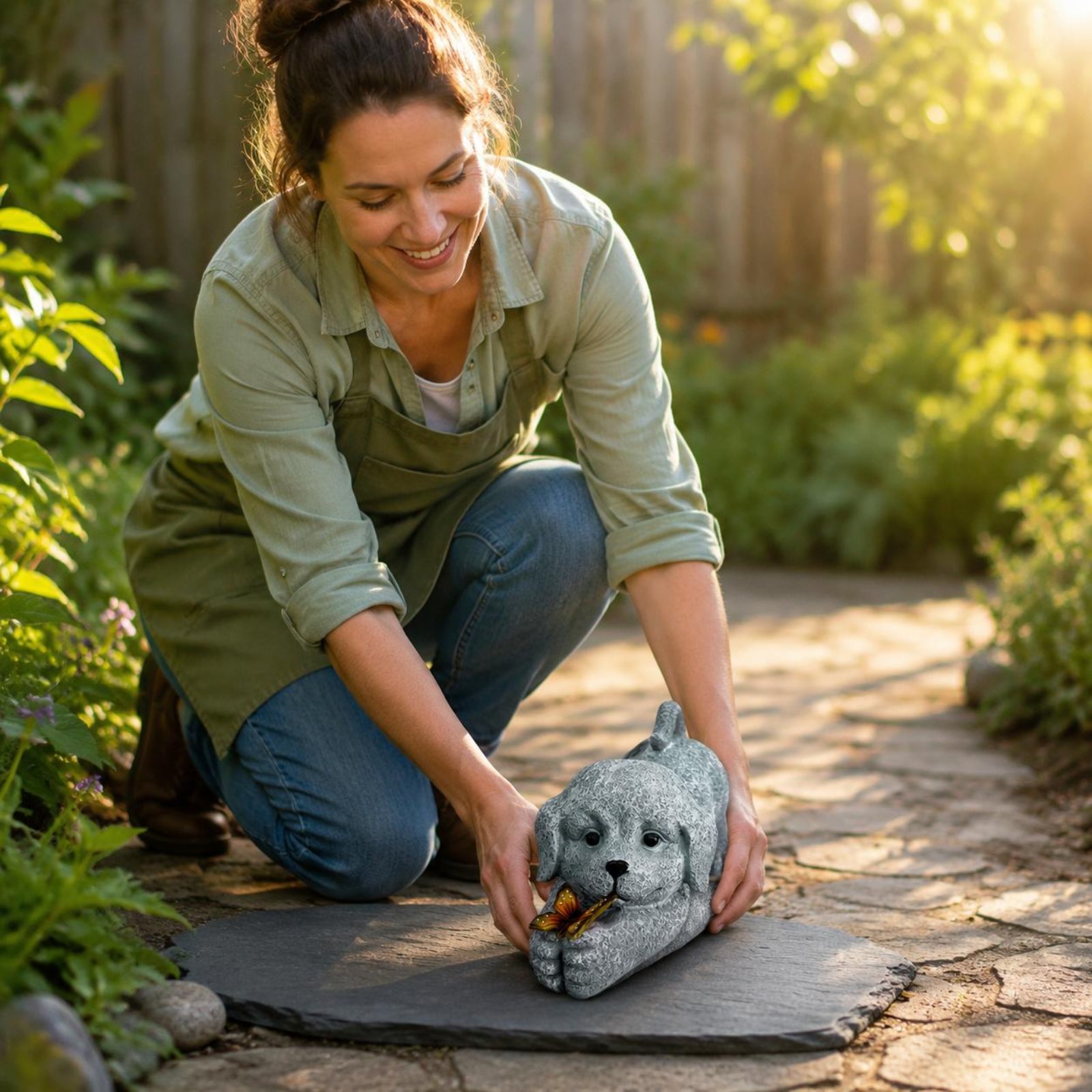 Solar Dog Statue Resin Craft S - Outdoor Lighting Yard Decoration avis et prix