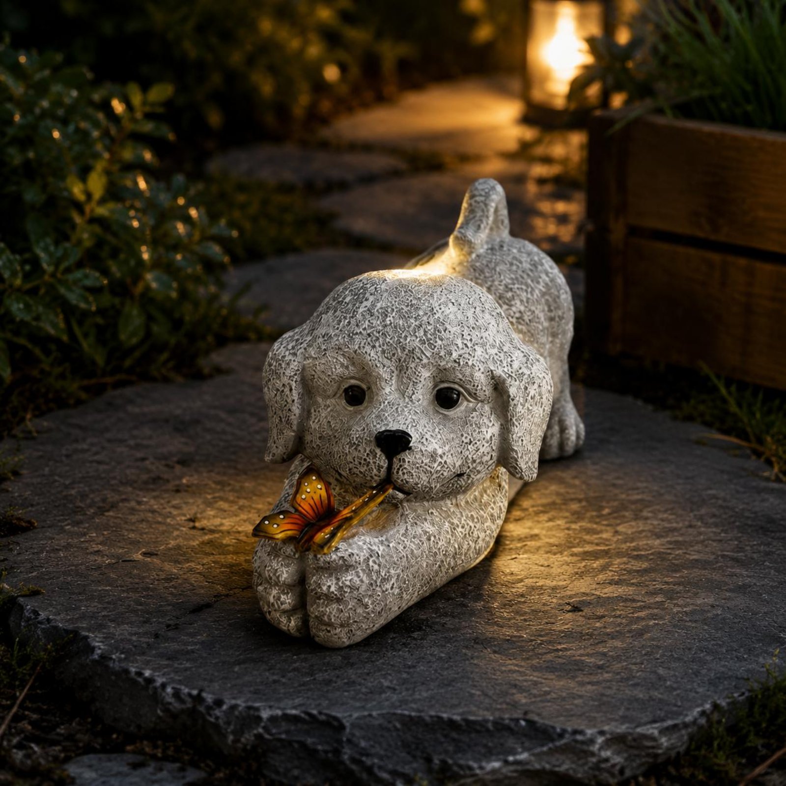 Solar Dog Statue Resin Craft S - Outdoor Lighting Yard Decoration avis et prix
