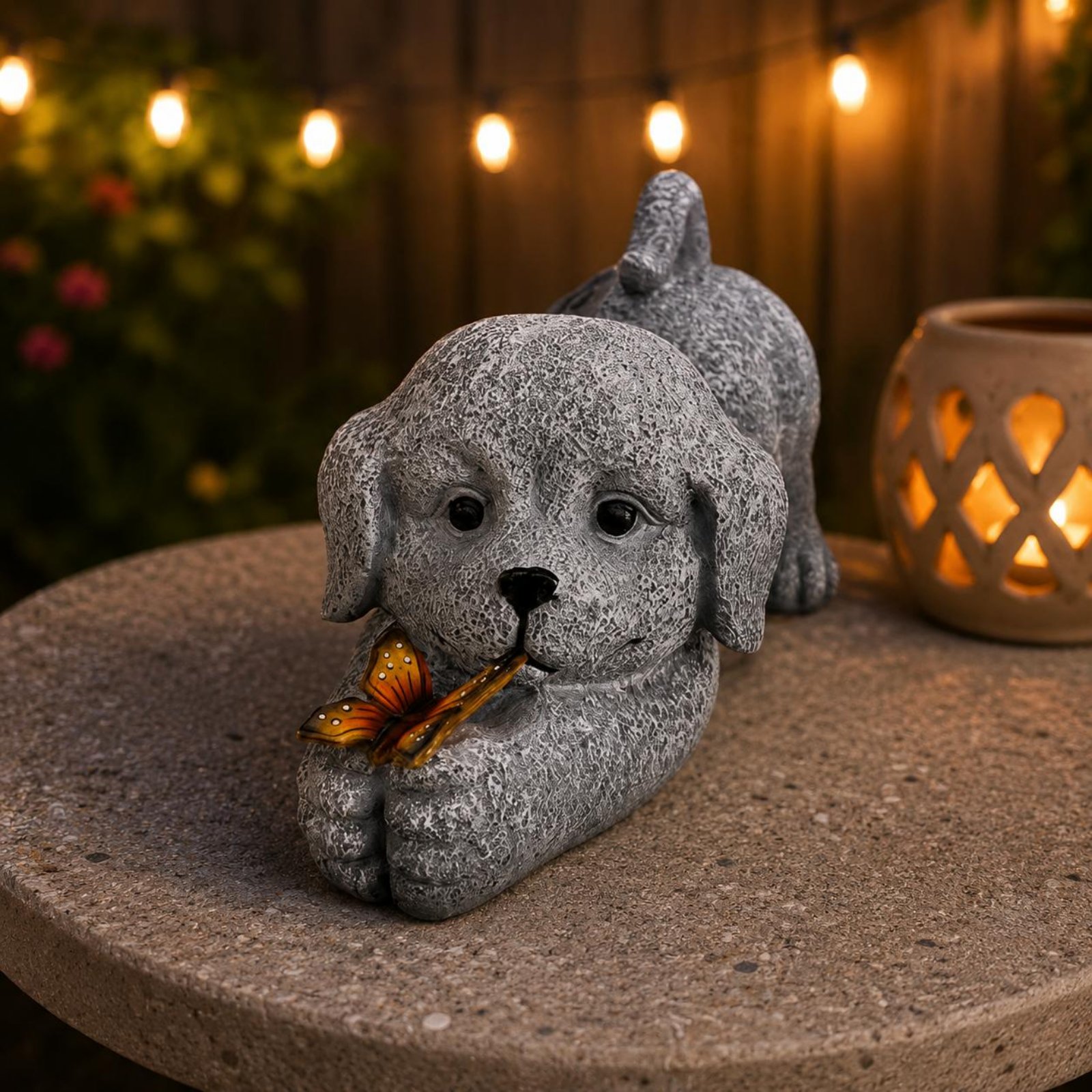Solar Dog Statue Resin Craft S - Outdoor Lighting Yard Decoration avis et prix