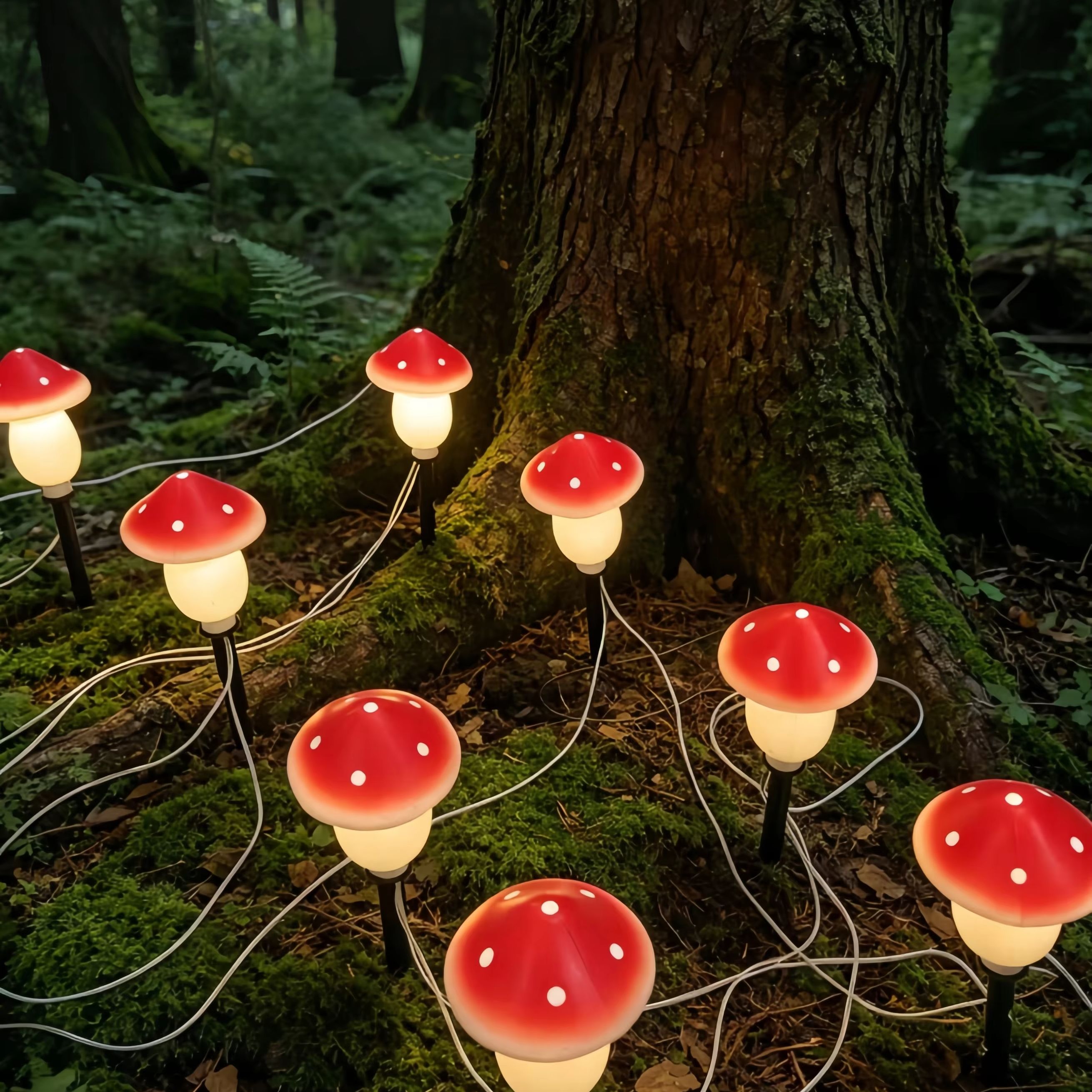 Solar Mushroom String Lights W - Outdoor Lighting Yard Stakes avis et prix